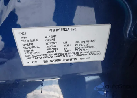 2024 Tesla Model Y Long Range Dual Motor All-Wheel Drive from USA, damaged, VIN 7SAYGDEE0RA247723